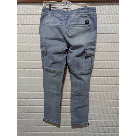 Pacsun Men's Light Blue Solid Mid-Rise Drawstring Waist Cargo Jeans Size M - Picture 2 of 9